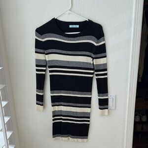 She + Sky Black Ribbed Knit mini dress